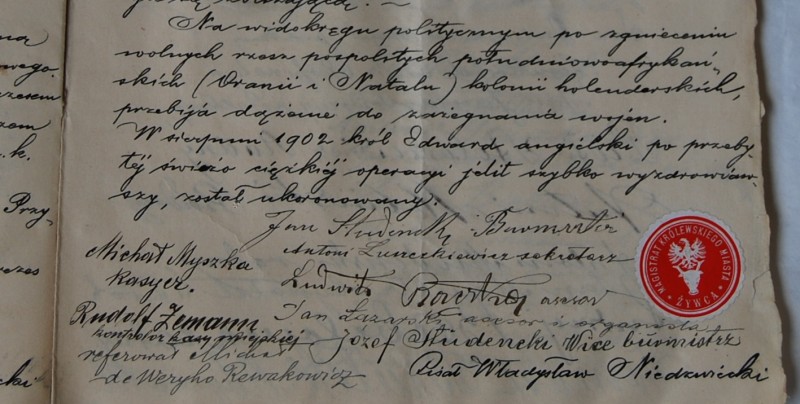 Fragment z dokumentu z 1902 r.