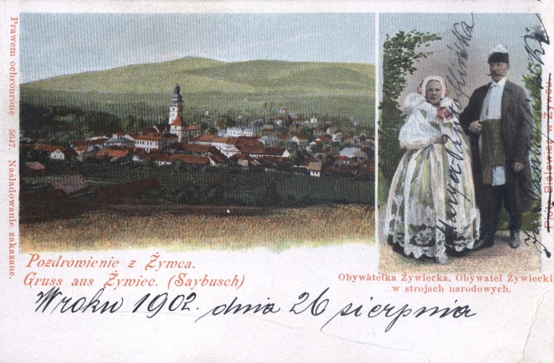 Pocztówka z bani dzwonnicy, 1902 r.